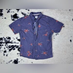 Jack O’Neil Men’s Blue Short Sleeve Linen Button Down Hawaiian Shirt Size Medium